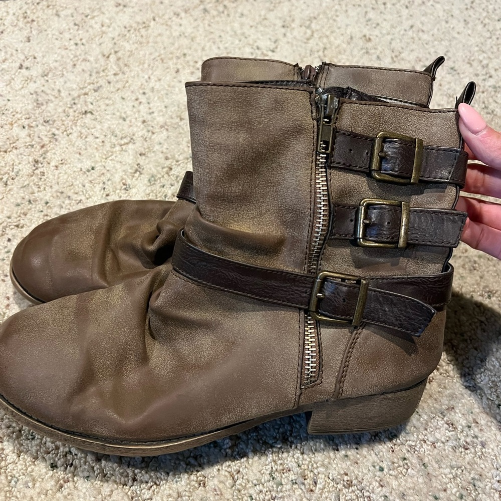 Mariana Brown Ankle Boots with Triple Buckle